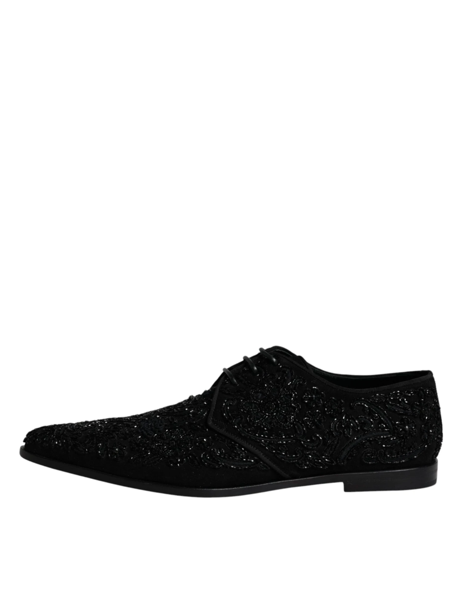 Dolce & Gabbana Black Embellished Suede Derby Formal Men's Shoes 8 Dolce & Gabbana Black Embellished Suede Derby Formal Men's Shoes - Image 6