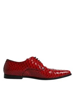 Dolce & Gabbana Red Textured Varnished Derby Men Formal Men's Shoes (Pre-Owned)