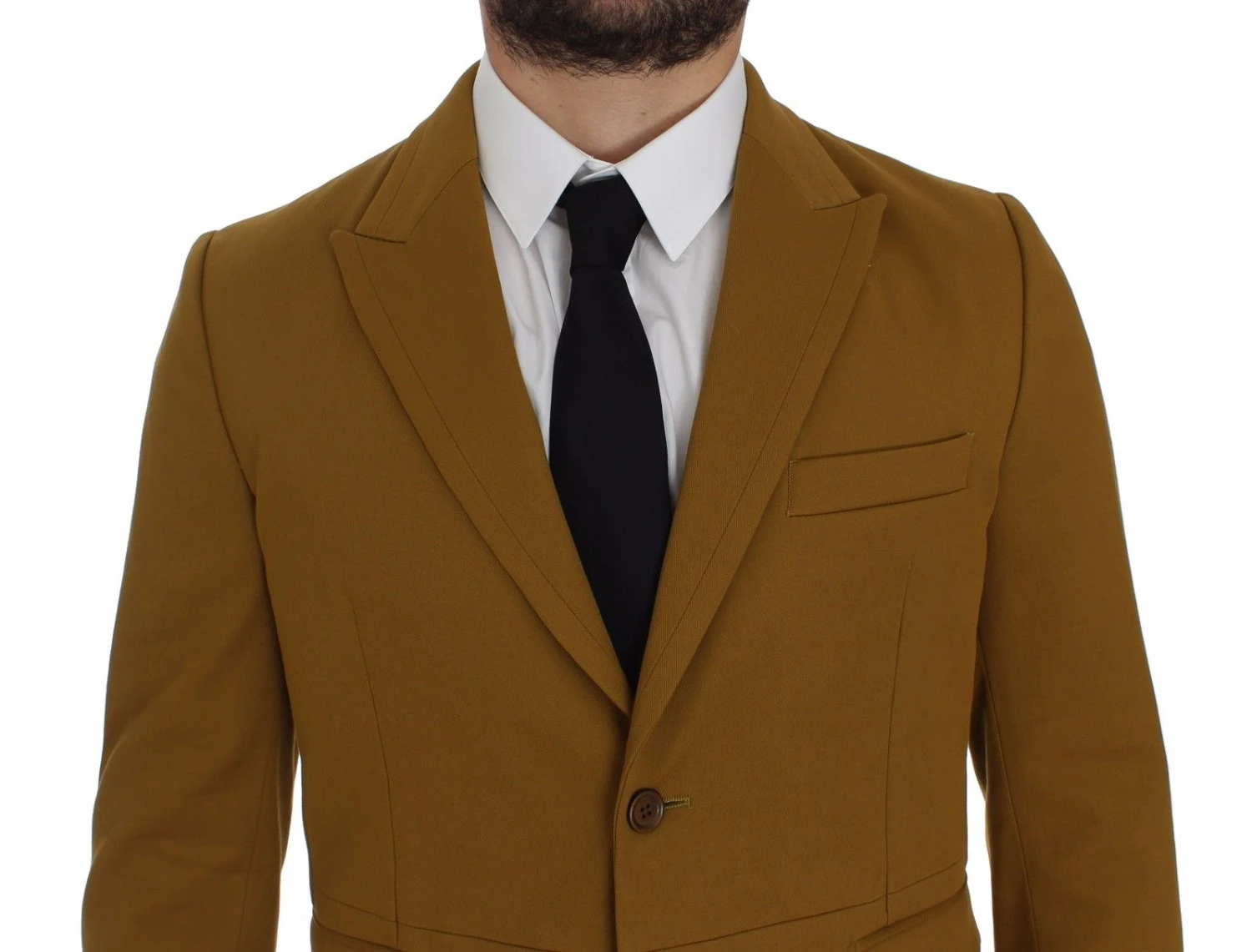 Dolce & Gabbana Yellow Cotton Stretch Men's Blazer 6 Dolce & Gabbana Yellow Cotton Stretch Men's Blazer - Image 4