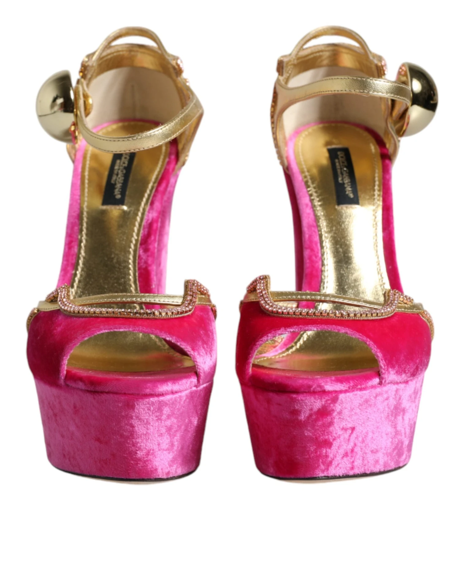 Dolce & Gabbana Pink Velvet Platform Ankle Strap Heel Sandals Women's Shoes (Pre-Owned) 4 Dolce & Gabbana Pink Velvet Platform Ankle Strap Heel Sandals Women's Shoes (Pre-Owned) - Image 2