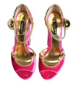 Dolce & Gabbana Pink Velvet Platform Ankle Strap Heel Sandals Women's Shoes (Pre-Owned) 10 Dolce & Gabbana Pink Velvet Platform Ankle Strap Heel Sandals Women's Shoes (Pre-Owned) -Lux Lair Store 4703264