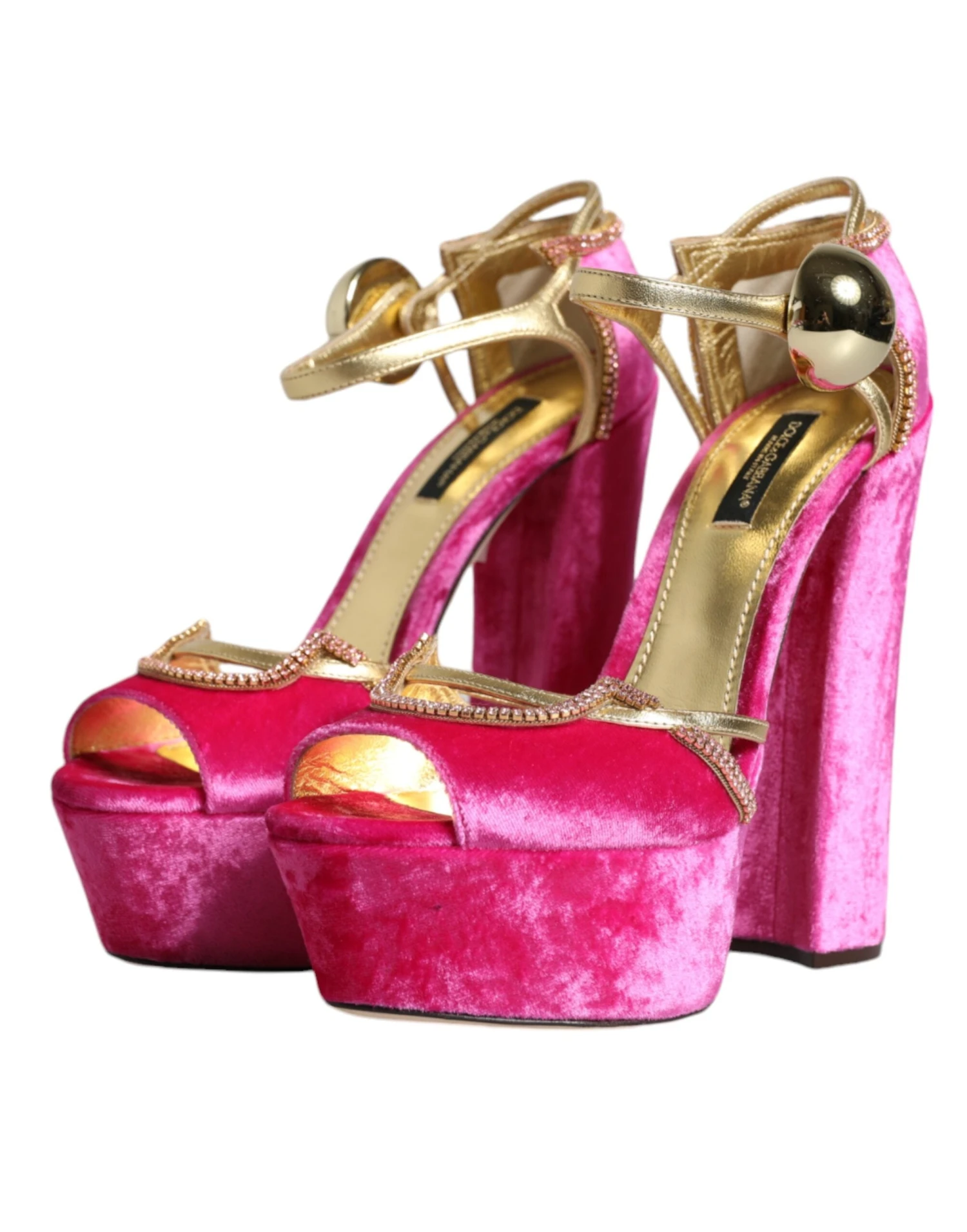 Dolce & Gabbana Pink Velvet Platform Ankle Strap Heel Sandals Women's Shoes (Pre-Owned) 6 Dolce & Gabbana Pink Velvet Platform Ankle Strap Heel Sandals Women's Shoes (Pre-Owned) - Image 4