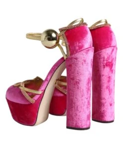 Dolce & Gabbana Pink Velvet Platform Ankle Strap Heel Sandals Women's Shoes (Pre-Owned) 12 Dolce & Gabbana Pink Velvet Platform Ankle Strap Heel Sandals Women's Shoes (Pre-Owned) -Lux Lair Store 4703266