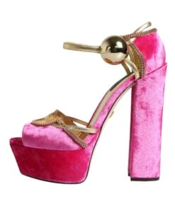 Dolce & Gabbana Pink Velvet Platform Ankle Strap Heel Sandals Women's Shoes (Pre-Owned) 13 Dolce & Gabbana Pink Velvet Platform Ankle Strap Heel Sandals Women's Shoes (Pre-Owned) -Lux Lair Store 4703267