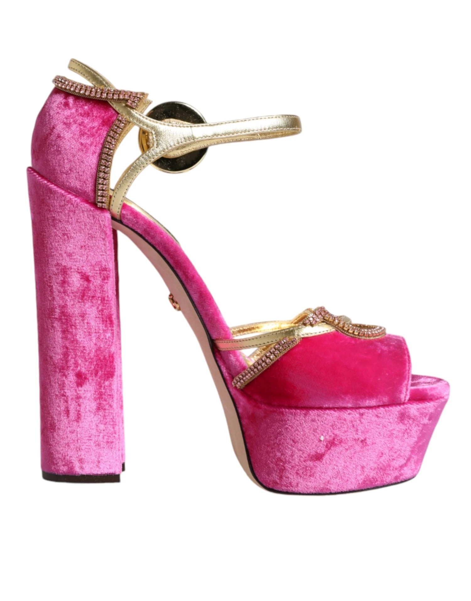 Dolce & Gabbana Pink Velvet Platform Ankle Strap Heel Sandals Women's Shoes (Pre-Owned) 3 Dolce & Gabbana Pink Velvet Platform Ankle Strap Heel Sandals Women's Shoes (Pre-Owned)