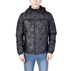 EA7 Emporio Armani Black Polyester Jackets & Men's Coat