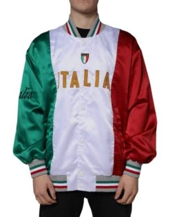 Dolce & Gabbana Multicolor Italia Button Down Bomber Men's Jacket