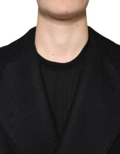Dolce & Gabbana Black Wool Double Breasted Men Coat Men's Jacket -Lux Lair Store 4729488