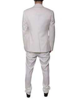 Dolce & Gabbana White Wool Silk 3 Piece SlimFit Formal Men's Suit -Lux Lair Store 4734139
