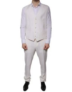 Dolce & Gabbana White Wool Silk 3 Piece SlimFit Formal Men's Suit -Lux Lair Store 4734141