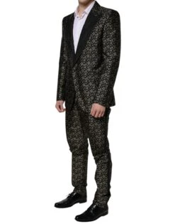 Dolce & Gabbana Black Stars Jacquard SICILIA 2 Piece Men's Suit -Lux Lair Store 4734246
