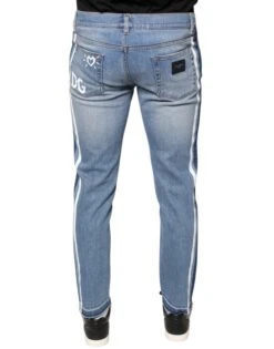 Dolce & Gabbana Blue Cotton Stretch Skinny Denim GOLD Men's Jeans -Lux Lair Store 4735034