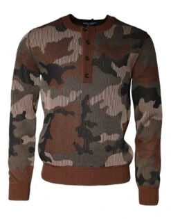 Dolce & Gabbana Multicolor Camouflage Men Pullover Men's Sweater