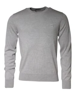 Dolce & Gabbana Light Gray Wool Crew Neck Pullover Men's Sweater (Pre-Owned)
