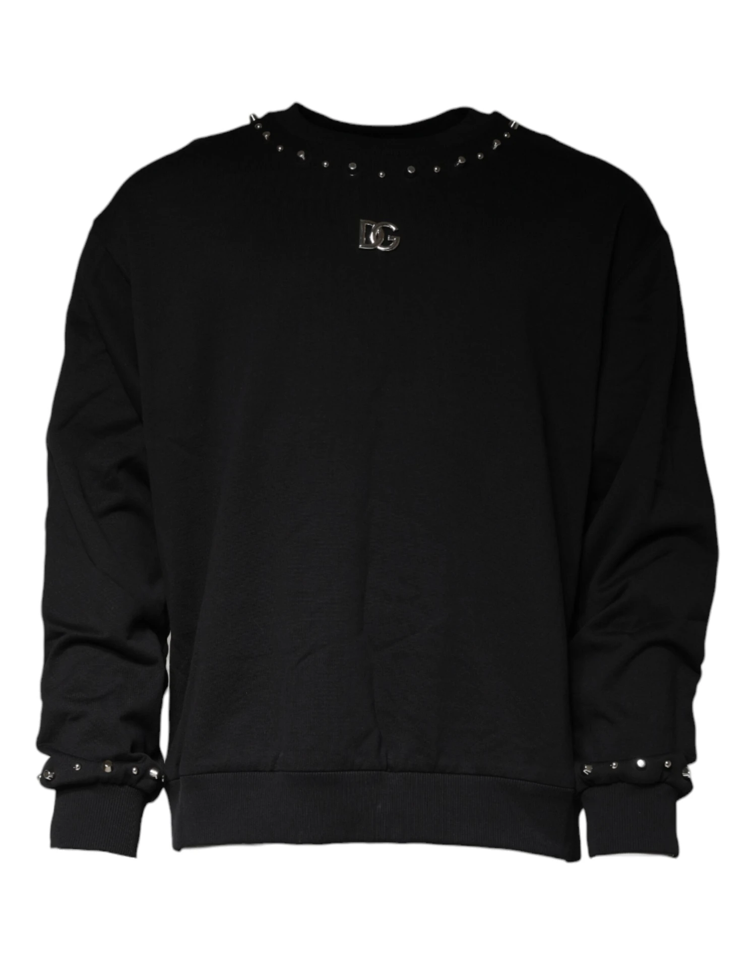 Dolce & Gabbana Black Logo Stud Pullover Sweatshirt Men's Sweater (Pre-Owned) 3 Dolce & Gabbana Black Logo Stud Pullover Sweatshirt Men's Sweater (Pre-Owned)