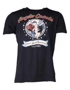 Dolce & Gabbana Black Graphic Print Cotton Crew Neck Men's T-shirt (Pre-Owned)