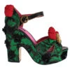 Dolce & Gabbana Green Brocade Snakeskin Roses Crystal Women's Shoes -Lux Lair Store 47573