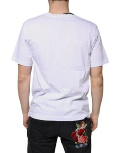 Dolce & Gabbana White Logo Cotton Vneck Short Sleeve Men's T-shirt (Pre-Owned) -Lux Lair Store 4776849