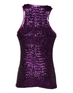 Dolce & Gabbana Purple Sequin Round Neck Sleeveless Men's T-shirt -Lux Lair Store 4777370