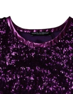 Dolce & Gabbana Purple Sequin Round Neck Sleeveless Men's T-shirt -Lux Lair Store 4777380
