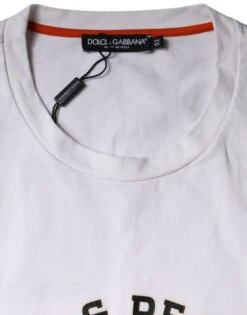 Dolce & Gabbana White Love & Peace Cotton Round Neck Men's T-shirt (Pre-Owned) -Lux Lair Store 4777989