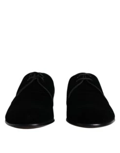 Dolce & Gabbana Black Velvet Leather Lace Up Derby Men's Shoes 9 Dolce & Gabbana Black Velvet Leather Lace Up Derby Men's Shoes -Lux Lair Store 4781345