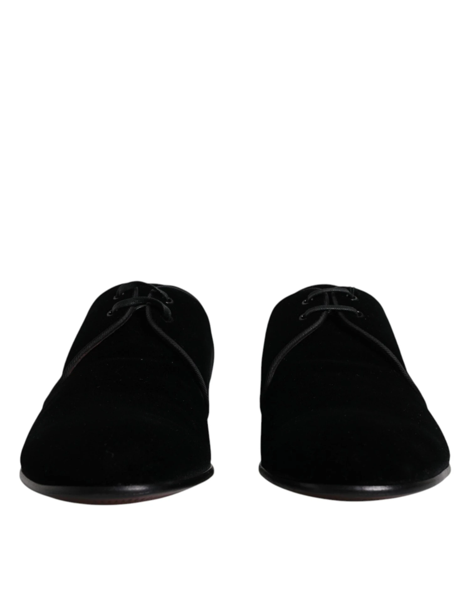 Dolce & Gabbana Black Velvet Leather Lace Up Derby Men's Shoes 4 Dolce & Gabbana Black Velvet Leather Lace Up Derby Men's Shoes - Image 2