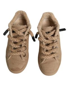 Dolce & Gabbana Brown Jute Fabric Low Top Men Sneakers Men's Shoes (Pre-Owned) 10 Dolce & Gabbana Brown Jute Fabric Low Top Men Sneakers Men's Shoes (Pre-Owned) -Lux Lair Store 4781671