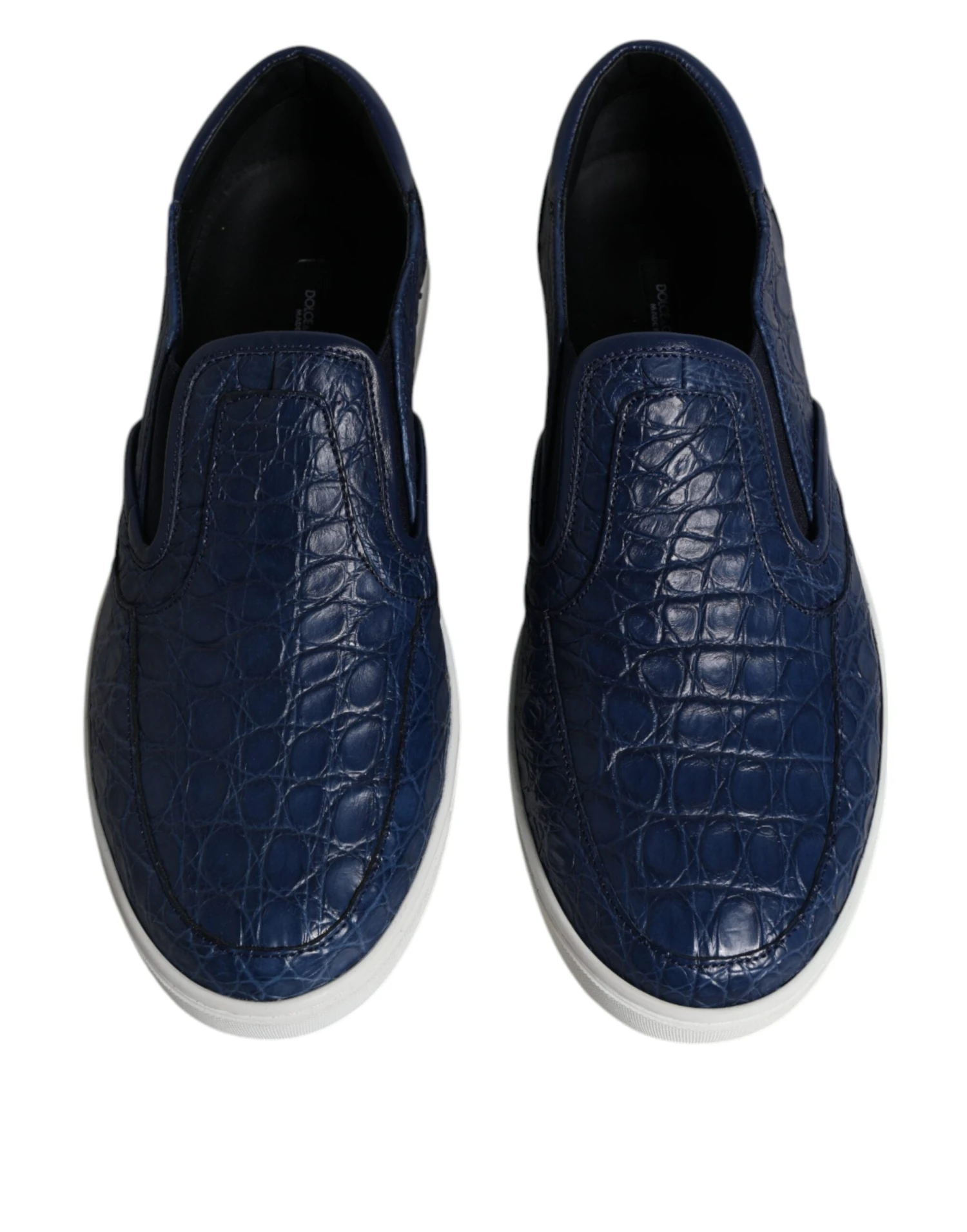 Dolce & Gabbana Blue Croc Exotic Leather Men Sneakers Men's Shoes 5 Dolce & Gabbana Blue Croc Exotic Leather Men Sneakers Men's Shoes - Image 3