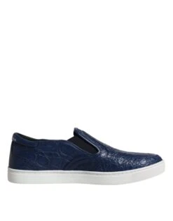 Dolce & Gabbana Blue Croc Exotic Leather Men Sneakers Men's Shoes