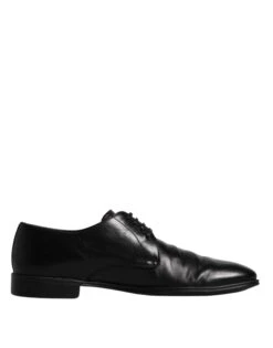 Dolce & Gabbana Black Leather Lace Up Men Derby Formal Men's Shoes (Pre-Owned)