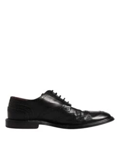 Dolce & Gabbana Black Leather Derby Wingtip Formal Men's Shoes (Pre-Owned)