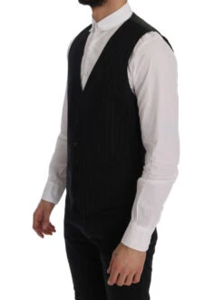 Dolce & Gabbana Black STAFF Cotton Striped Men's Vest -Lux Lair Store 478386