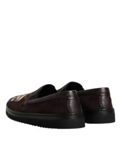 Dolce & Gabbana Brown Suede DG Family Slip On Flats Men's Shoes -Lux Lair Store 4786507
