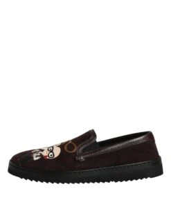 Dolce & Gabbana Brown Suede DG Family Slip On Flats Men's Shoes -Lux Lair Store 4786508