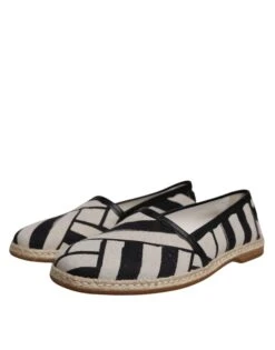 Dolce & Gabbana Black White Stripes Slip On Espadrille Men's Shoes 9 Dolce & Gabbana Black White Stripes Slip On Espadrille Men's Shoes -Lux Lair Store 4786572