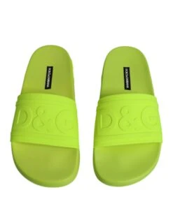 Dolce & Gabbana Green Rubber Slides Sandals Beachwear Women's Shoes -Lux Lair Store 4787362