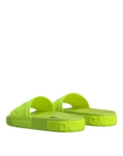 Dolce & Gabbana Green Rubber Slides Sandals Beachwear Women's Shoes -Lux Lair Store 4787364