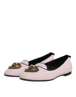 Dolce & Gabbana Light Pink Velvet Slip On Loafers Flats Women's Shoes (Pre-Owned) -Lux Lair Store 4787580