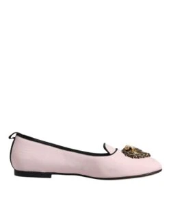 Dolce & Gabbana Light Pink Velvet Slip On Loafers Flats Women's Shoes (Pre-Owned)