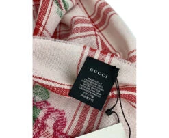 Gucci Unisex Off White Wool Plaid Rose Print Scarf Muffler -Lux Lair Store 481896 9274 8077692755 5