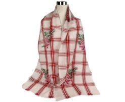 Gucci Unisex Off White Wool Plaid Rose Print Scarf Muffler -Lux Lair Store 481896 9274 8077692755 7