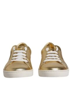 Dolce & Gabbana Gold Leather Logo London Men Sneakers Men's Shoes 9 Dolce & Gabbana Gold Leather Logo London Men Sneakers Men's Shoes -Lux Lair Store 4821695