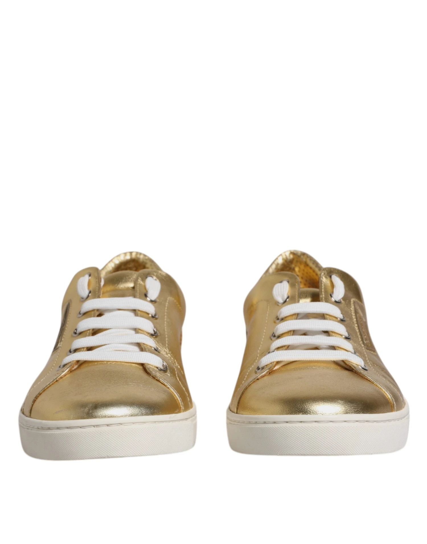 Dolce & Gabbana Gold Leather Logo London Men Sneakers Men's Shoes 4 Dolce & Gabbana Gold Leather Logo London Men Sneakers Men's Shoes - Image 2