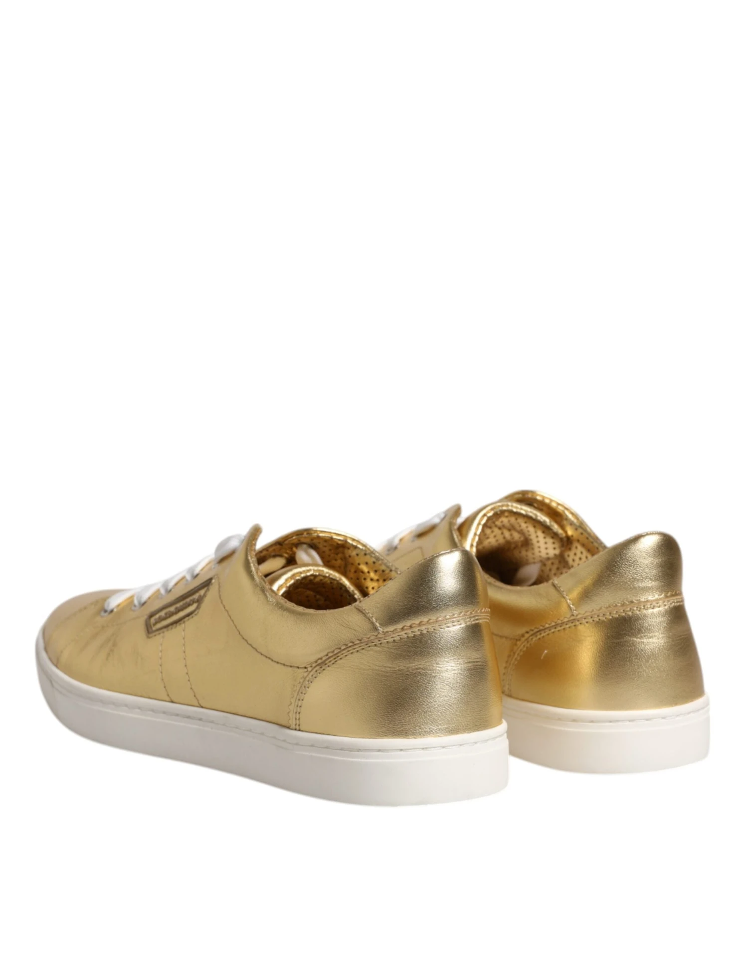 Dolce & Gabbana Gold Leather Logo London Men Sneakers Men's Shoes 7 Dolce & Gabbana Gold Leather Logo London Men Sneakers Men's Shoes - Image 5