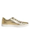 Dolce & Gabbana Gold Leather Logo London Men Sneakers Men's Shoes -Lux Lair Store 4821700