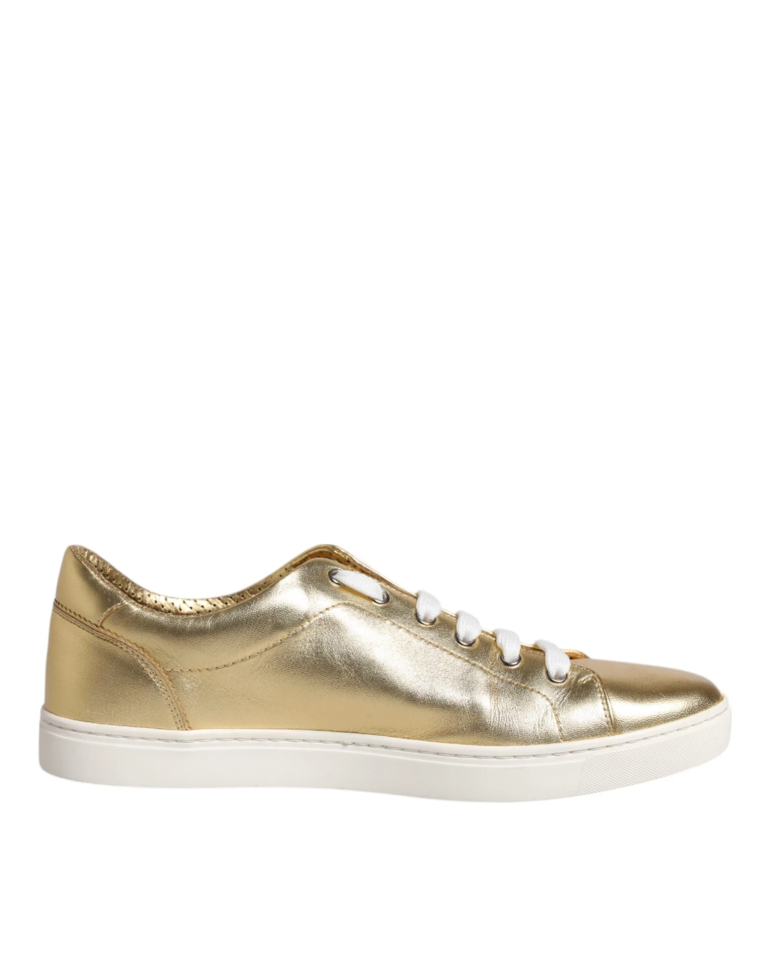Dolce & Gabbana Gold Leather Logo London Men Sneakers Men's Shoes 3 Dolce & Gabbana Gold Leather Logo London Men Sneakers Men's Shoes