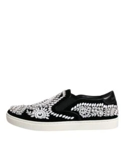Dolce & Gabbana Black Embellished London Men Slip On Men's Shoes -Lux Lair Store 4821786