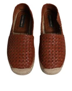 Dolce & Gabbana Maroon Woven Leather Men Espadrille Men's Shoes -Lux Lair Store 4822442