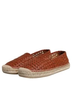 Dolce & Gabbana Maroon Woven Leather Men Espadrille Men's Shoes -Lux Lair Store 4822443